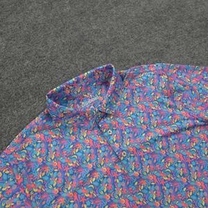 Chubbies Polo Shirt Mens Small Multicolor The Spade Tropical Floral Stretch Golf